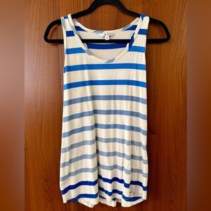 CABI Wide Stripe Tank Top #282 White & Blue Ombré  Size S